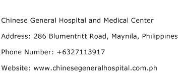chinese general hospital address